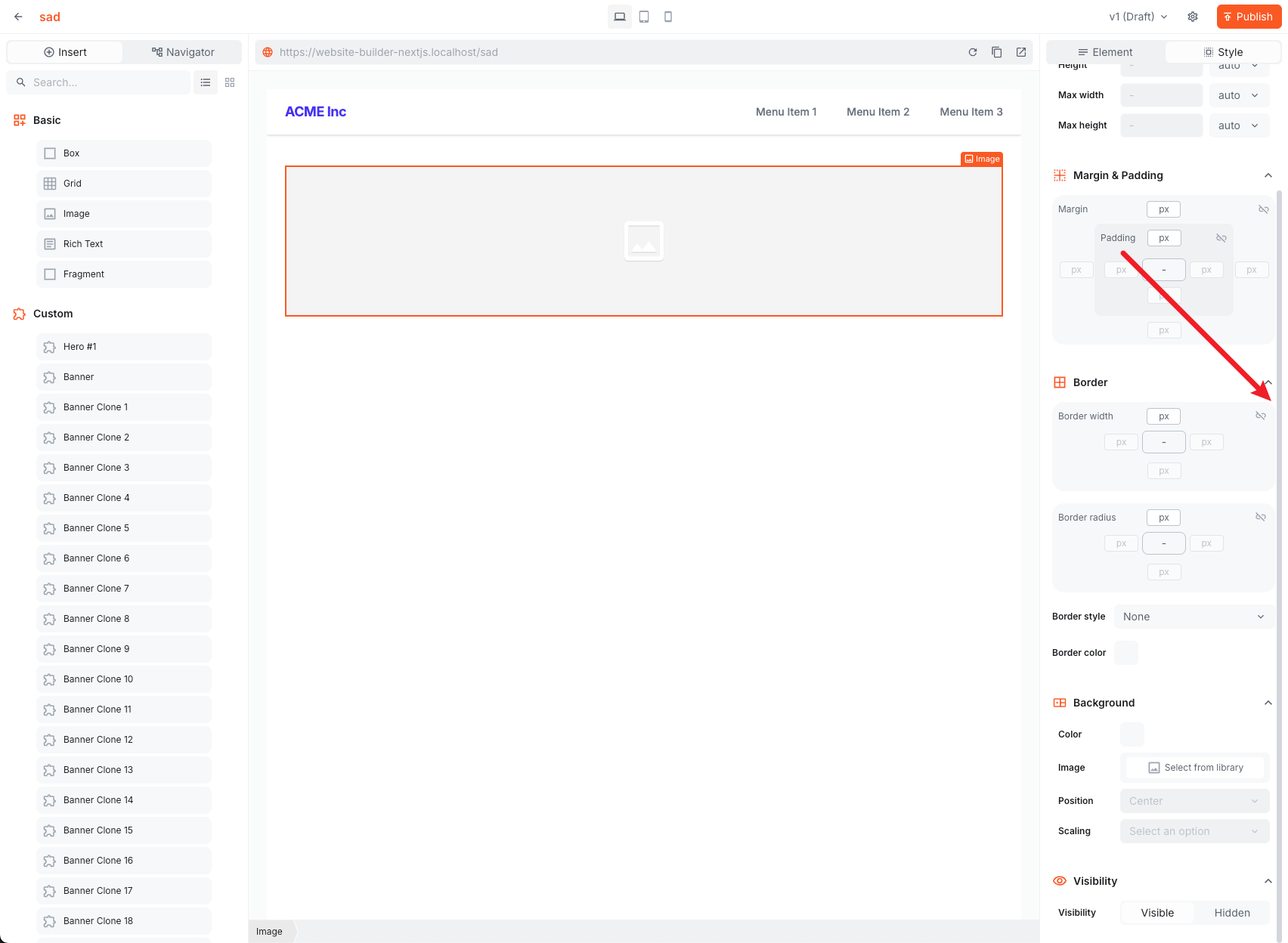 Page editor settings sidebar now scrolls to reveal all form fields